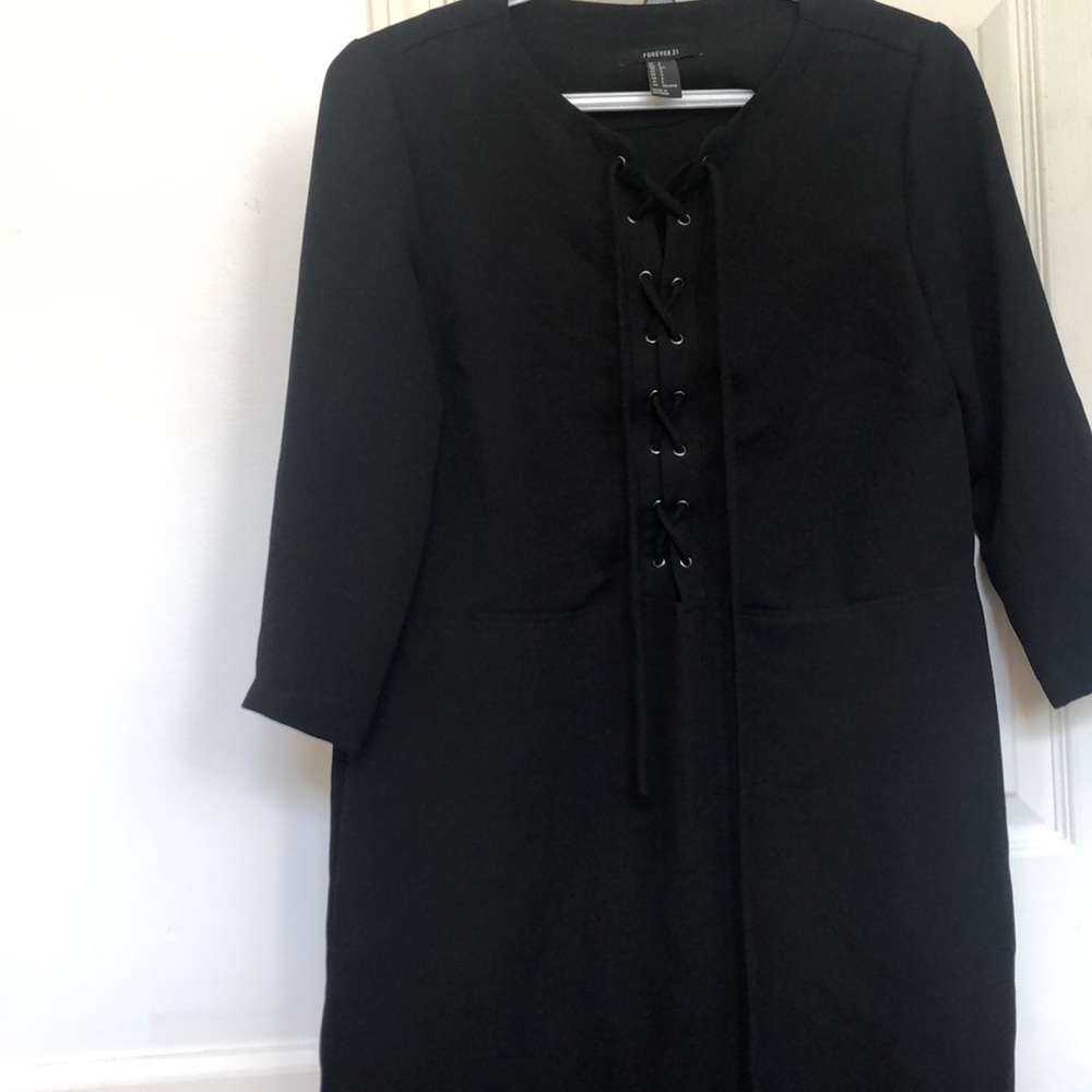 Forever 21 black lace up tunic/mini dress